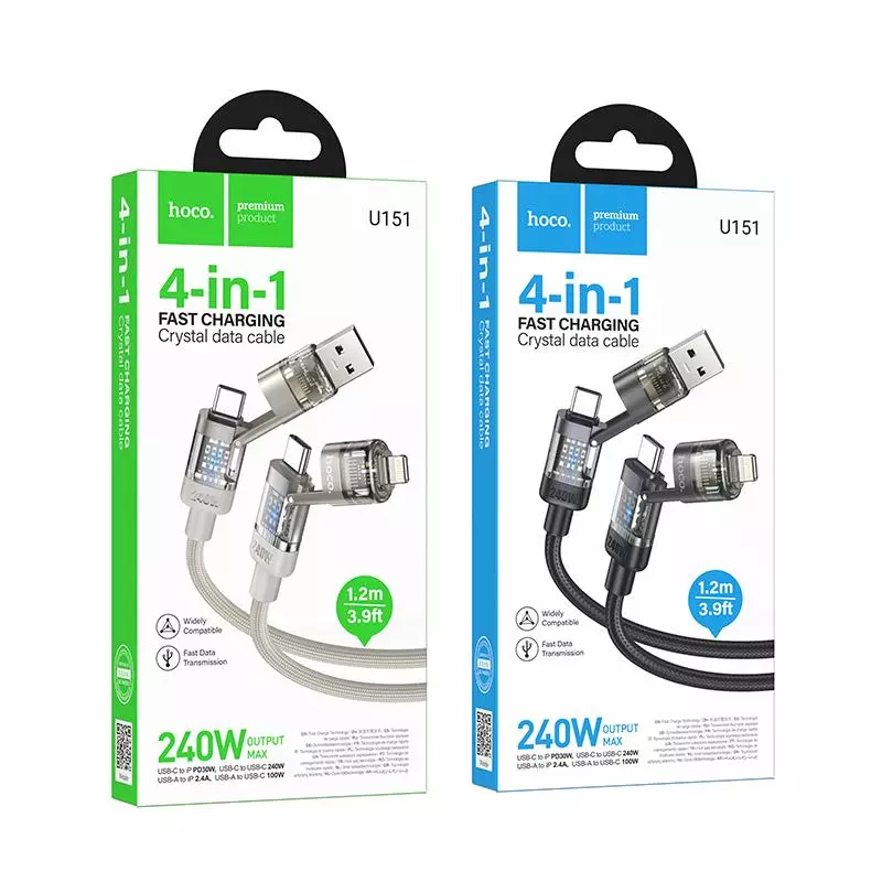 U151 Goldsmith 240W 4-In-1 Charging Data Cable USB/C To IP/C U151 Goldsmith 240W 4-In-1 Charging Data Cable USB/C To IP/C