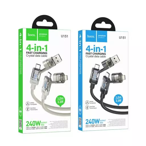 U151 Goldsmith 240W 4-In-1 Charging Data Cable USB/C To IP/C