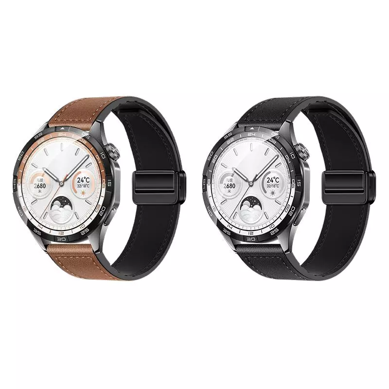 WH18 Basic Series Two-section Double Magnetic Buckle Silicone Leather Strap(22mm)
