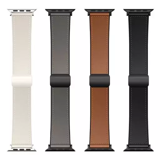 WA34 Basic Series Two-section Double Magnetic Buckle Silicone Leather Strap(38/40/41/42mm)