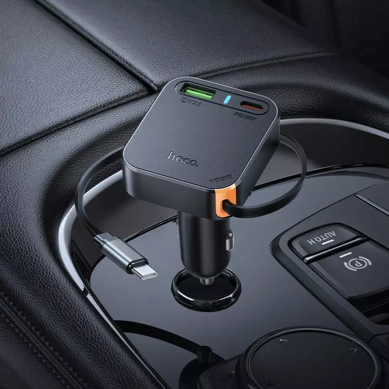 NZ18 Guardian PD65W(2C1A) Car Charger With Retractable Cable