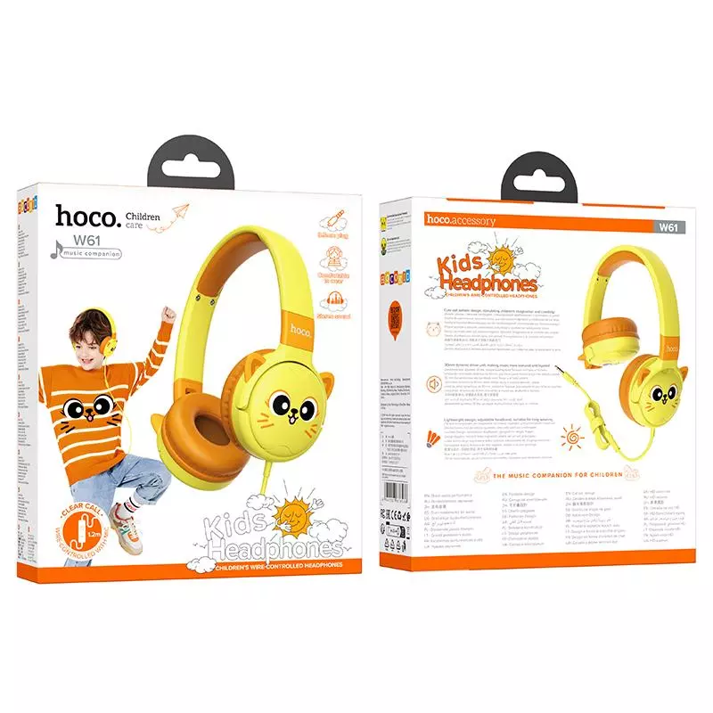 W61 Voice Children's Head-mounted Wired Earphones - Sun Yellow W61 Voice Children's Head-mounted Wired Earphones - Sun Yellow