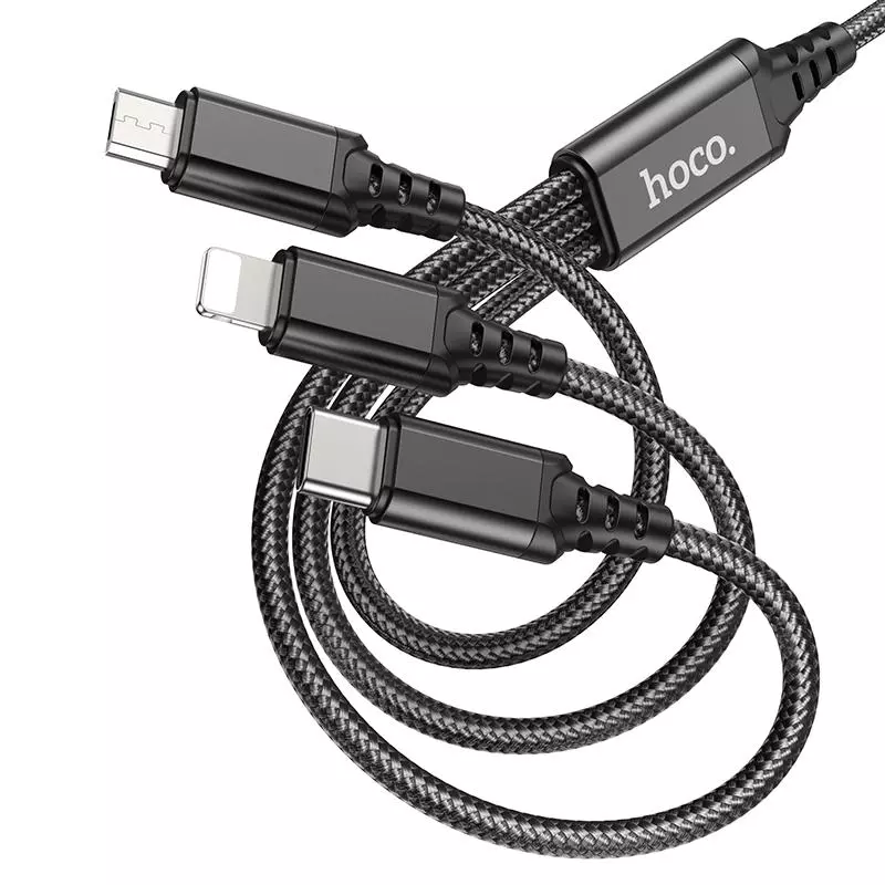 X76 3-in-1 Super charging cable(iP+Type-C+Micro) (1M) X76 3-in-1 Super charging cable(iP+Type-C+Micro) (1M)