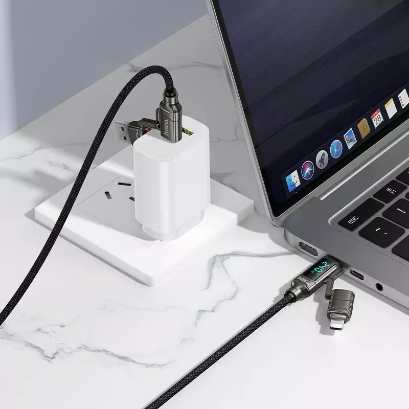 U152 Fortune 240W 4-In-1 Charging Data Cable With Display USB/C To IP/C U152 Fortune 240W 4-In-1 Charging Data Cable With Display USB/C To IP/C