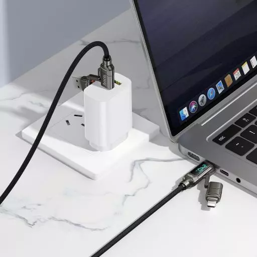 U152 Fortune 240W 4-In-1 Charging Data Cable With Display USB/C To IP/C