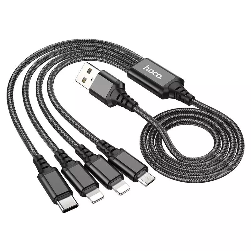 X76 4-In-1 Super Charging Cable(iP+iP+Type-C+Micro) X76 4-In-1 Super Charging Cable(iP+iP+Type-C+Micro)