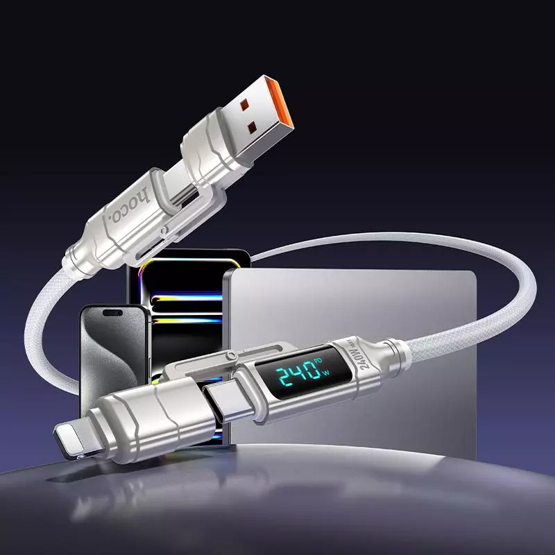 U152 Fortune 240W 4-In-1 Charging Data Cable With Display USB/C To IP/C U152 Fortune 240W 4-In-1 Charging Data Cable With Display USB/C To IP/C