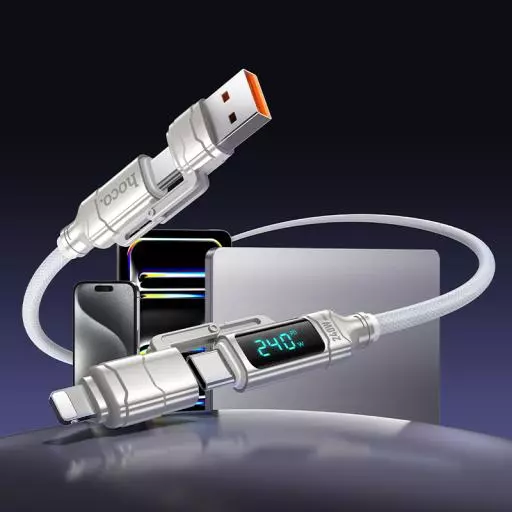 U152 Fortune 240W 4-In-1 Charging Data Cable With Display USB/C To IP/C
