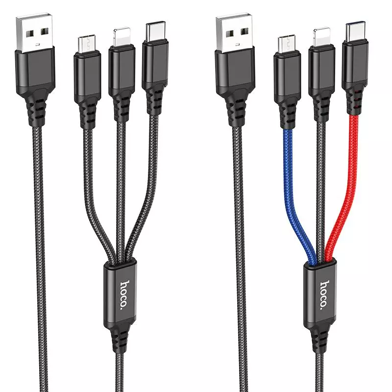 X76 3-in-1 Super charging cable(iP+Type-C+Micro) (1M)