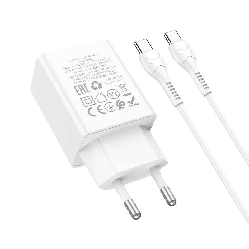 N68 Nuevo single port PD20W charger set(C to C)(EU)