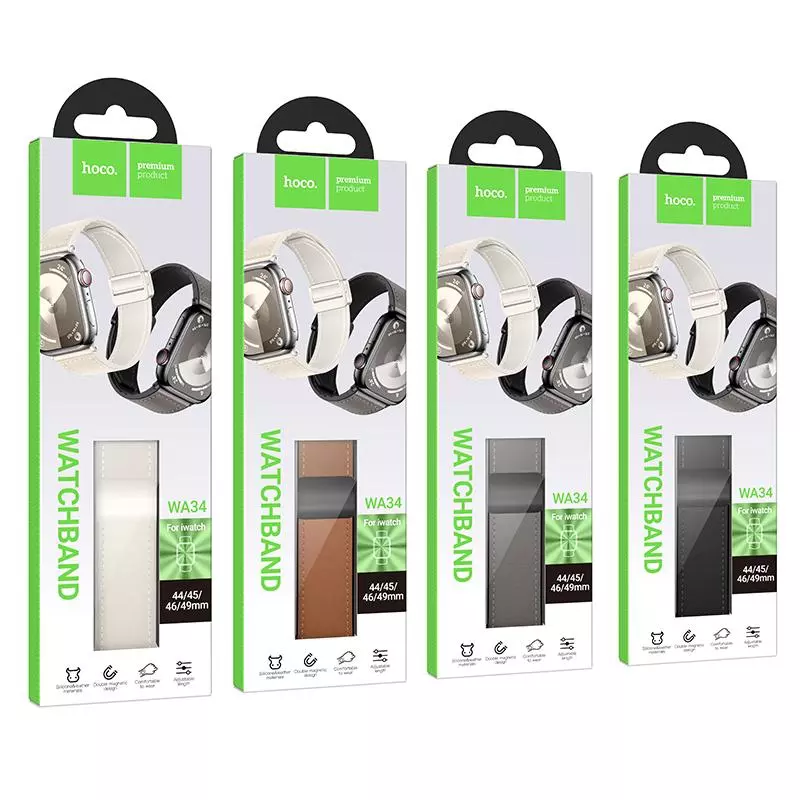 WA34 Basic Series Two-section Double Magnetic Buckle Silicone Leather Strap(44/45/46/49mm) WA34 Basic Series Two-section Double Magnetic Buckle Silicone Leather Strap(44/45/46/49mm)