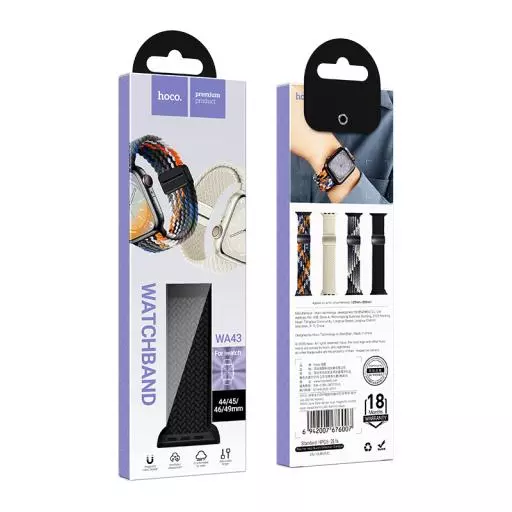 WA43 Jane Eyre Series Loop Magnetic Buckle Nylon Strap(44/45/46/49mm)