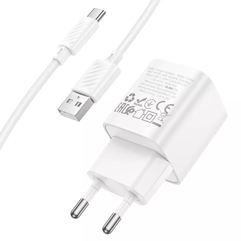 C145A Charm Single Port QC3.0 Charger Set(Type-C)(EU)