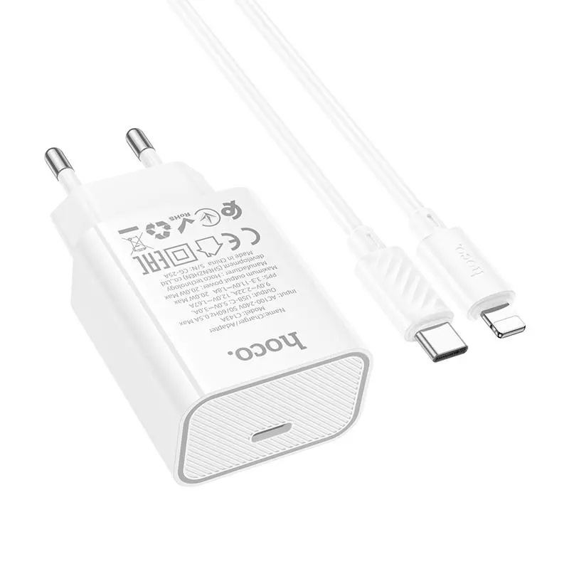 C143A Benefit single port PD20W charger set(C to iP)(EU)
