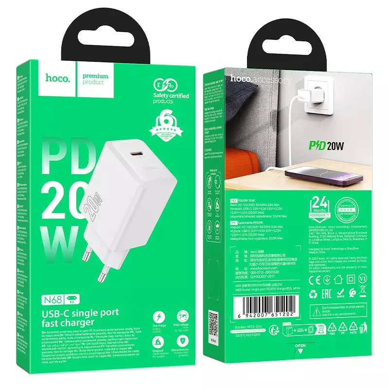 N68 Nuevo Single Port PD20W Charger(EU)