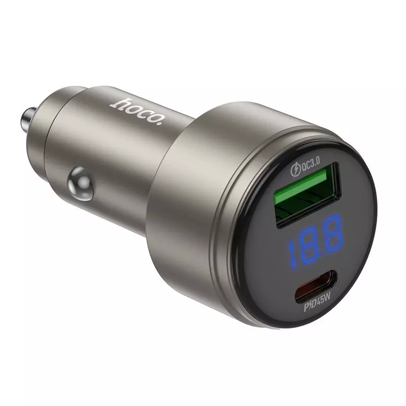Z57B Glorious 63W Dual-port Digital Display PD45W+QC3.0 Car Charger