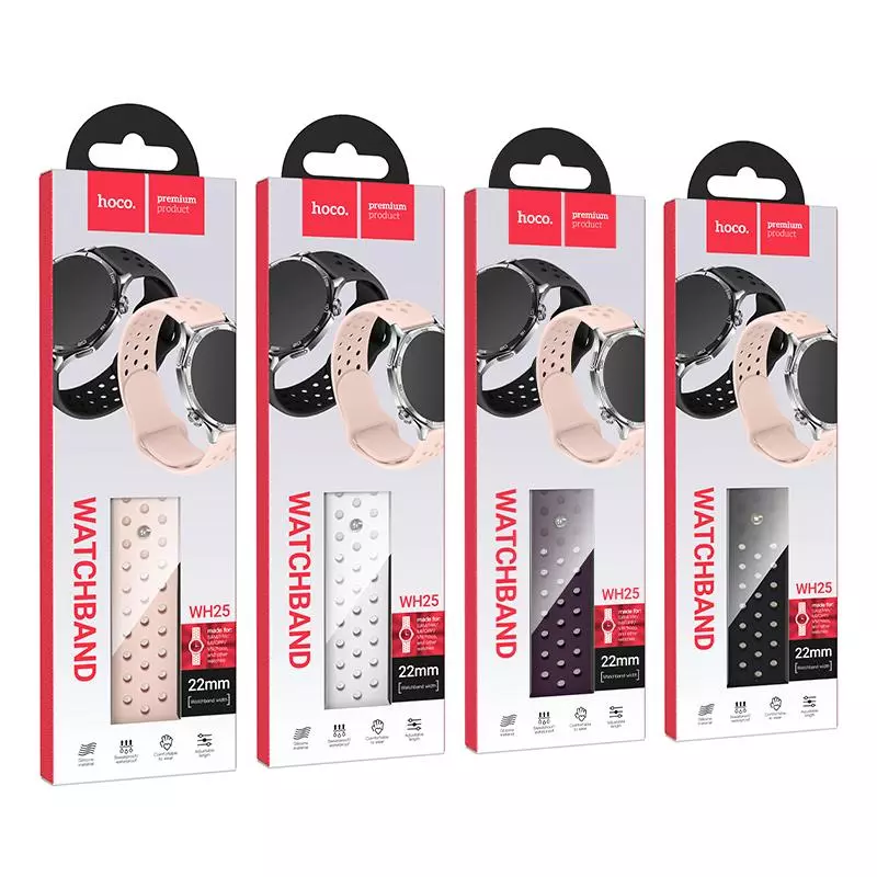 WH25 Flexible Series Hole Type Solid Color Silicone Strap(22mm) WH25 Flexible Series Hole Type Solid Color Silicone Strap(22mm)