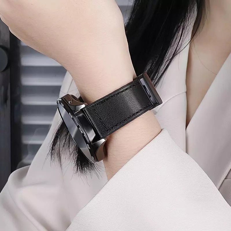 WH18 Basic Series Two-section Double Magnetic Buckle Silicone Leather Strap(22mm)