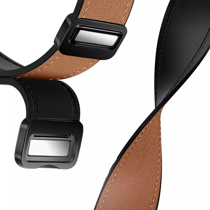 WH18 Basic Series Two-section Double Magnetic Buckle Silicone Leather Strap(22mm)