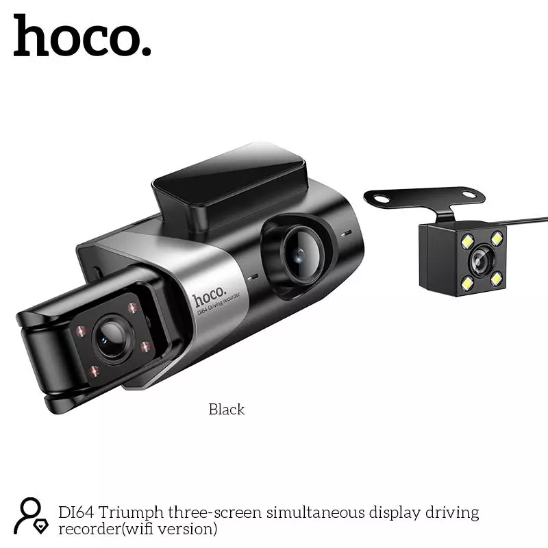 DI64 Triumph Three-screen Simultaneous Display Driving Recorder(wifi Version)
