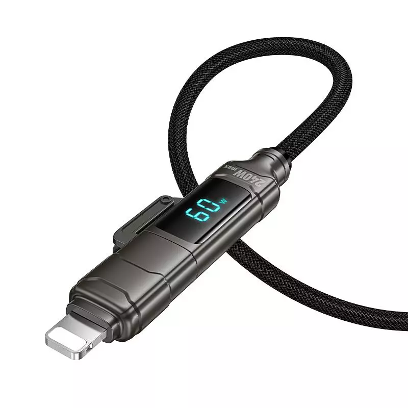 U152 Fortune 240W 4-In-1 Charging Data Cable With Display USB/C To IP/C U152 Fortune 240W 4-In-1 Charging Data Cable With Display USB/C To IP/C
