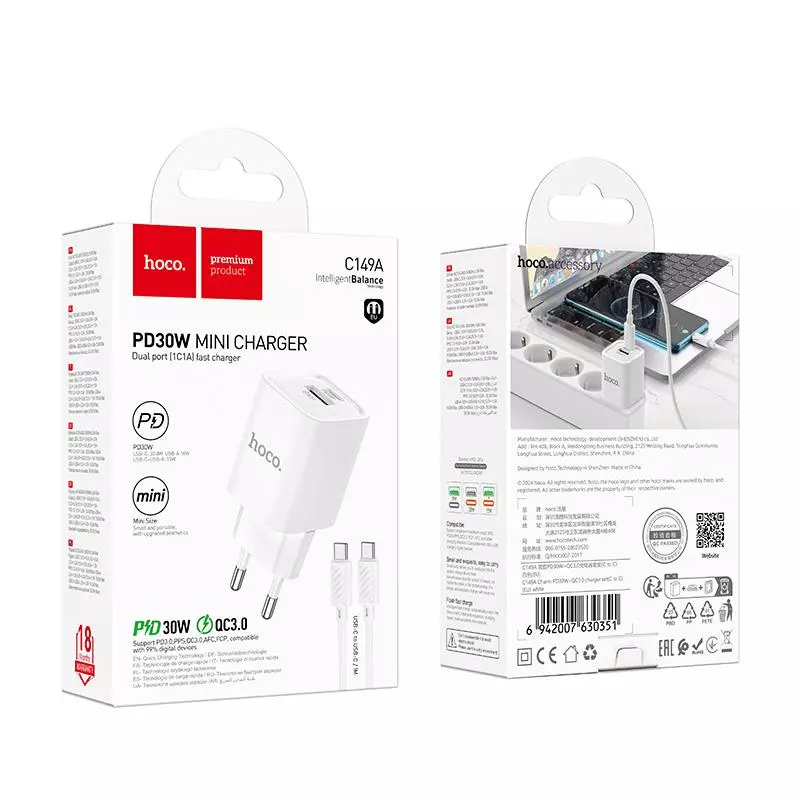 C149A Charm PD30W+QC3.0 Charger Set(C To C)(EU)