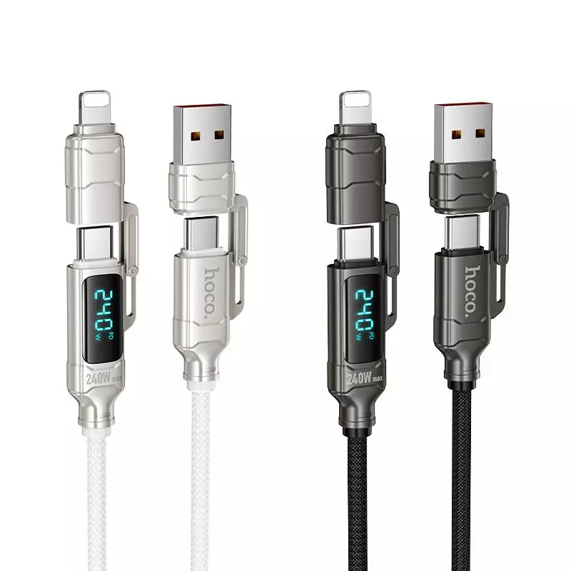 U152 Fortune 240W 4-In-1 Charging Data Cable With Display USB/C To IP/C U152 Fortune 240W 4-In-1 Charging Data Cable With Display USB/C To IP/C