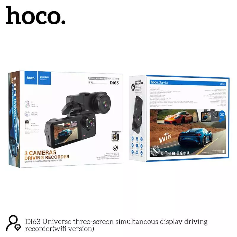 DI63 Universe Three-screen Simultaneous Display Driving Recorder(wifi Version)