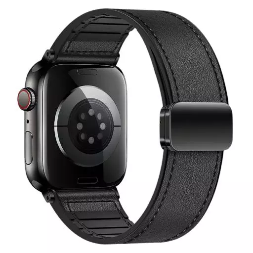 WA34 Basic Series Two-section Double Magnetic Buckle Silicone Leather Strap(38/40/41/42mm)