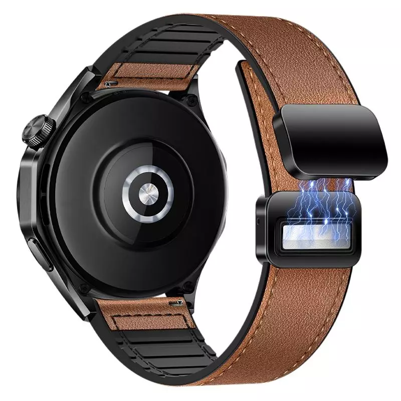 WH18 Basic Series Two-section Double Magnetic Buckle Silicone Leather Strap(22mm)