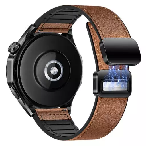 WH18 Basic Series Two-section Double Magnetic Buckle Silicone Leather Strap(22mm)