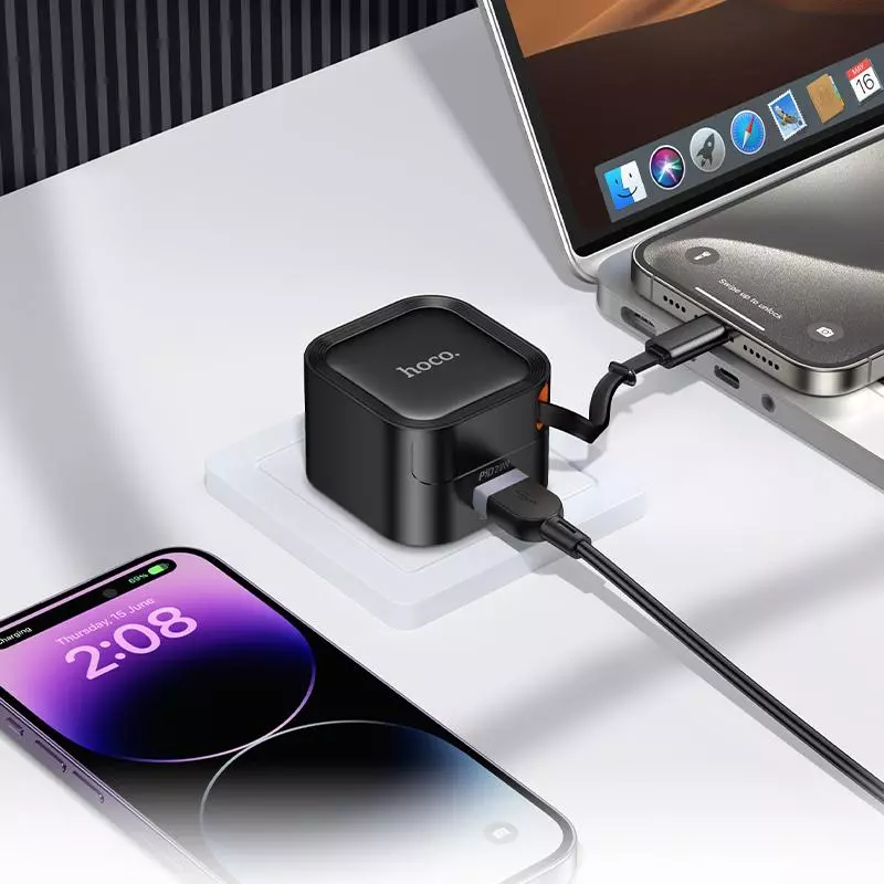 C154A Changer PD20W+QC3.0 Charger With Telescopic Cable(EU)