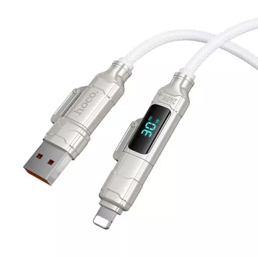 U152 Fortune 240W 4-In-1 Charging Data Cable With Display USB/C To IP/C