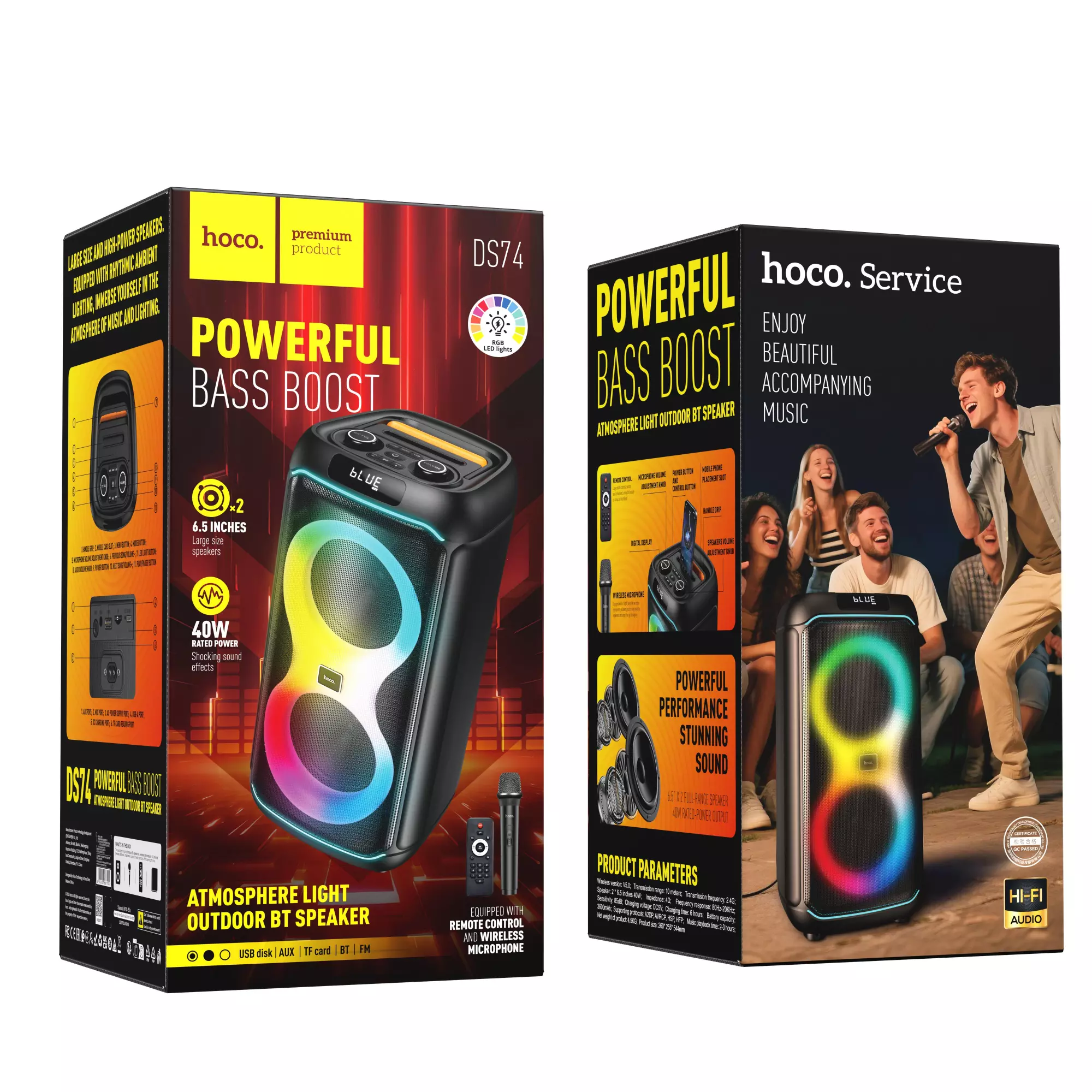 DS74 Sound 6.5Inch 40W Outdoor RGB BT Speaker With Single Microphone(EU) DS74 Sound 6.5Inch 40W Outdoor RGB BT Speaker With Single Microphone(EU)