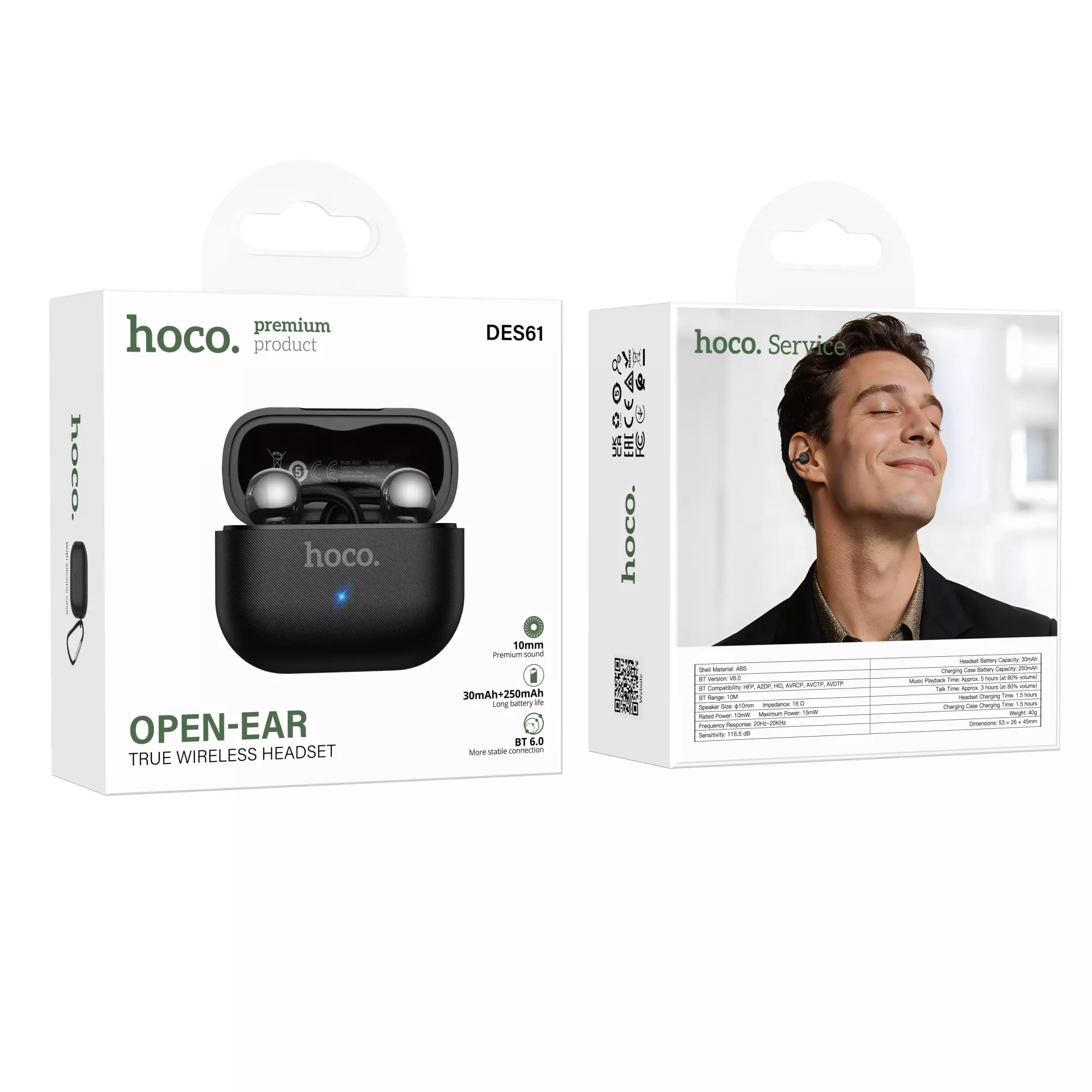 DES61 Cool True Wireless BT Headset(with Black Silicone Case)