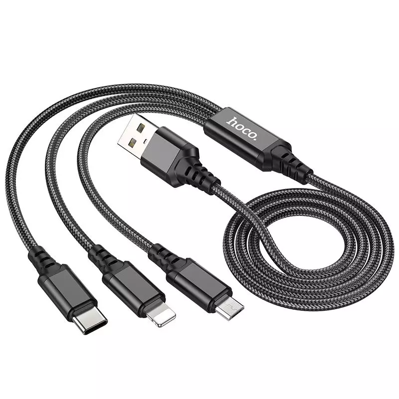 X76 3-in-1 Super charging cable(iP+Type-C+Micro) (1M) X76 3-in-1 Super charging cable(iP+Type-C+Micro) (1M)