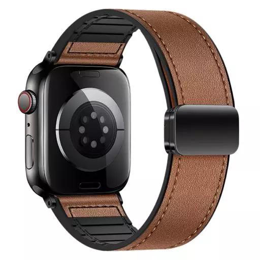 WA34 Basic Series Two-section Double Magnetic Buckle Silicone Leather Strap(44/45/46/49mm)