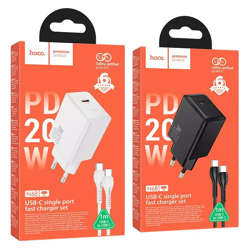 N68 Nuevo single port PD20W charger set(C to C)(EU)
