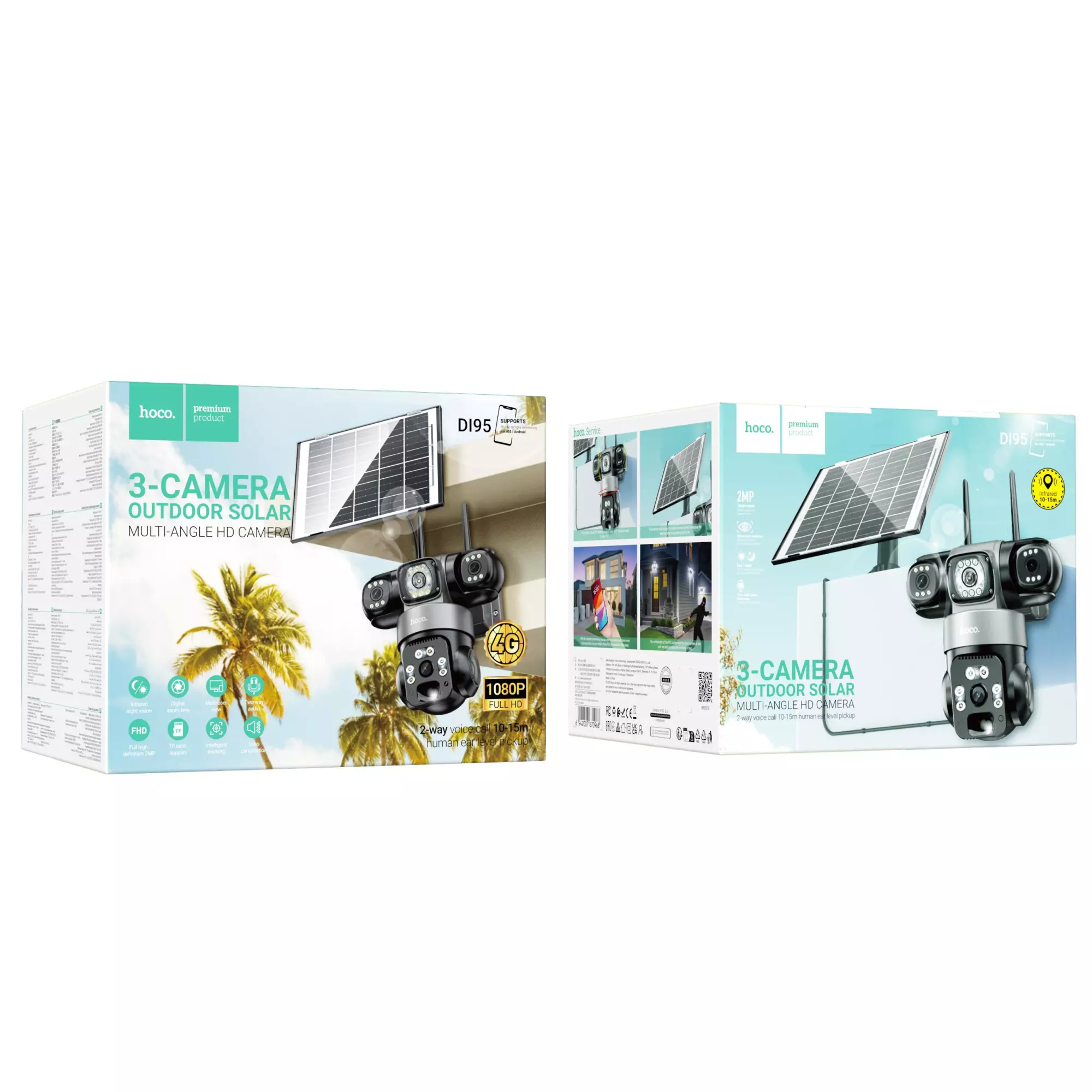 DI95 4G Tri-camera Multi-angle Outdoor Solar HD Camera
