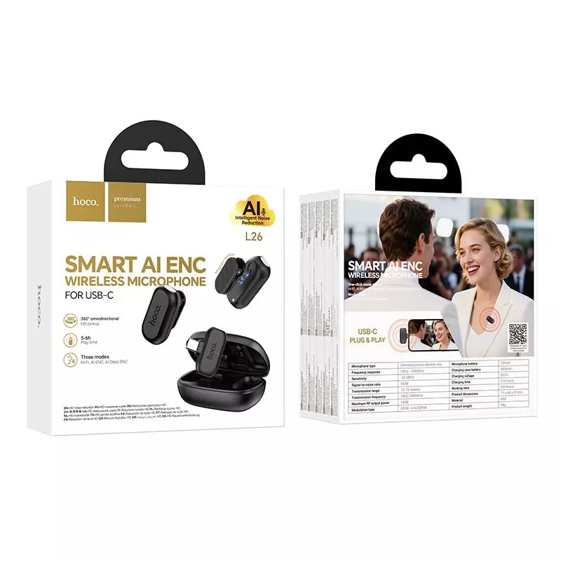 L26 Type-C Smart AI Noise Reduction Wireless Microphone L26 Type-C Smart AI Noise Reduction Wireless Microphone