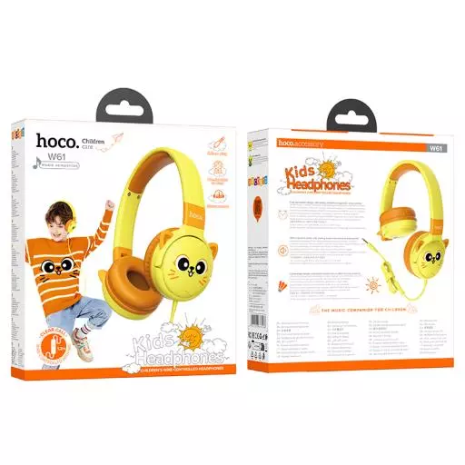W61 Voice Children's Head-mounted Wired Earphones - Sun Yellow