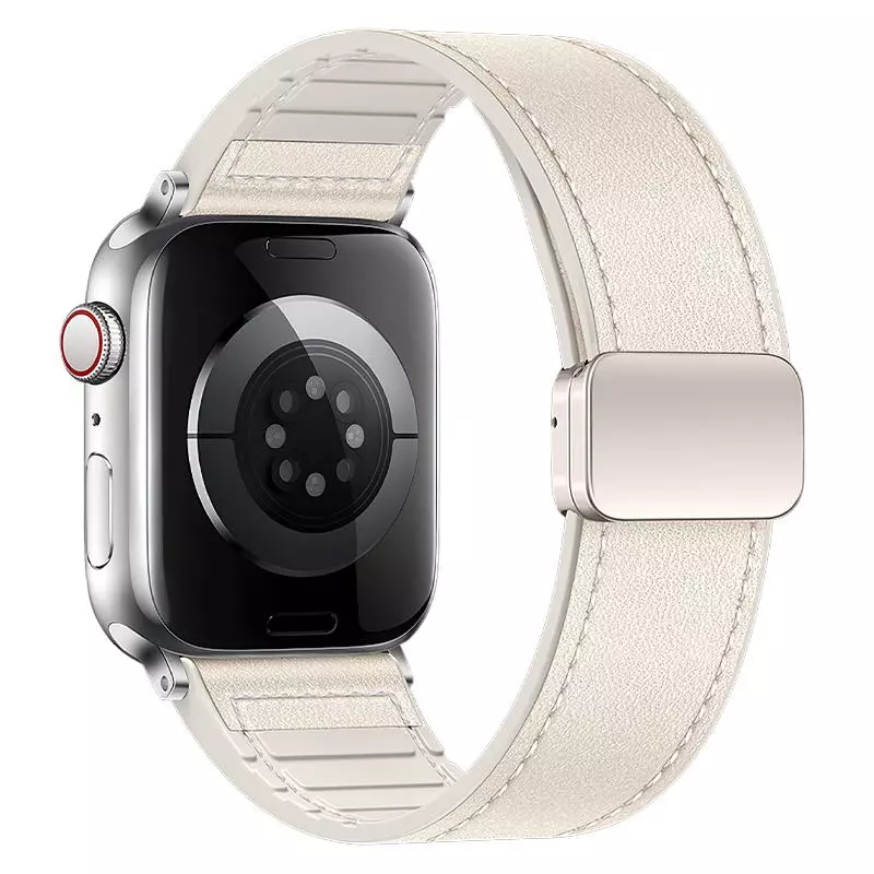 WA34 Basic Series Two-section Double Magnetic Buckle Silicone Leather Strap(44/45/46/49mm)