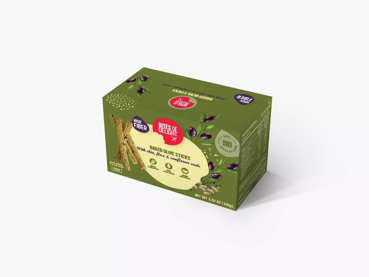 BITES OF DELIGHT GLUTEN FREE OLIVE STICKS 100G