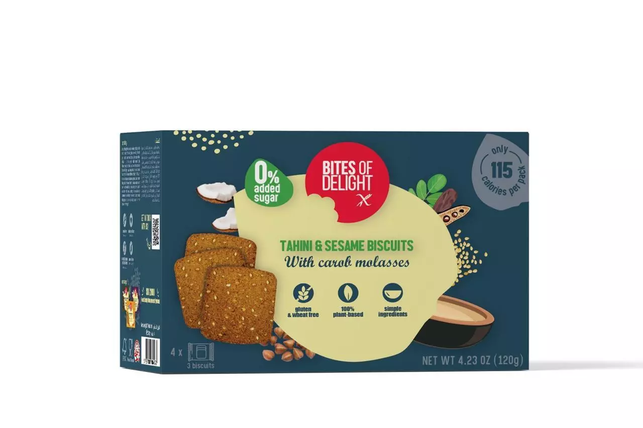 BITES OF DELIGHT GLUTEN FREE TAHINI & SESAME BISCUITS 120G