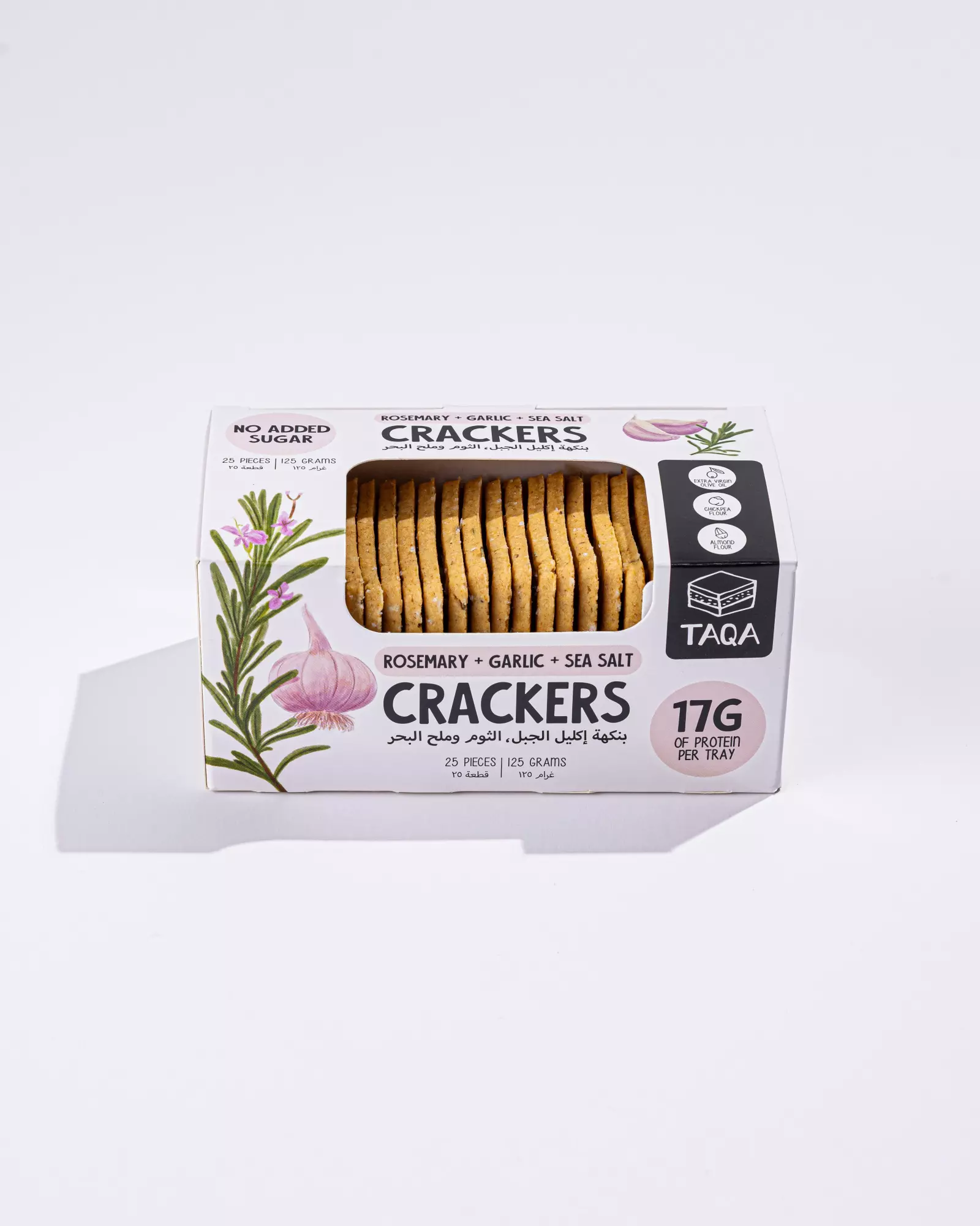 TAQA VEGAN CRACKERS ROSEMARY, GARLIC & SEA SALT 125G