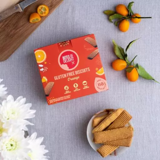 BITES OF DELIGHT GLUTEN FREE ORANGE BISCUITS 150G