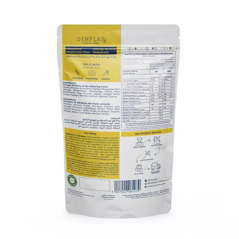 DIMPLES DRIED MIXED FRUITS PACKET 60G