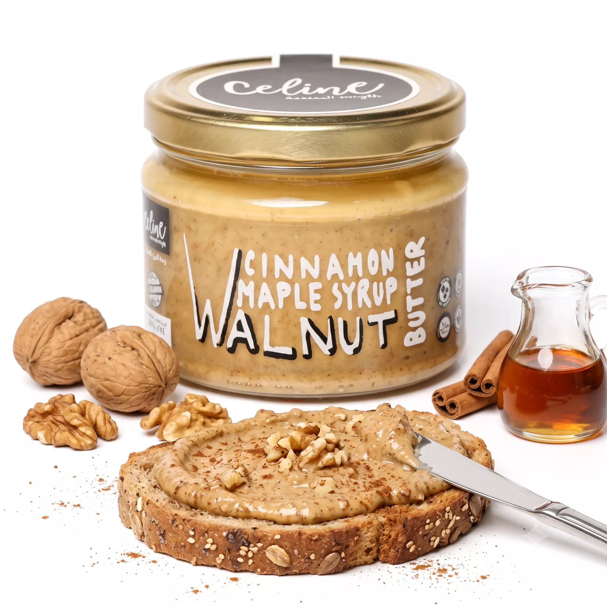 CELINE WALNUT BUTTER CINNAMON MAPLE SYRUP 284G
