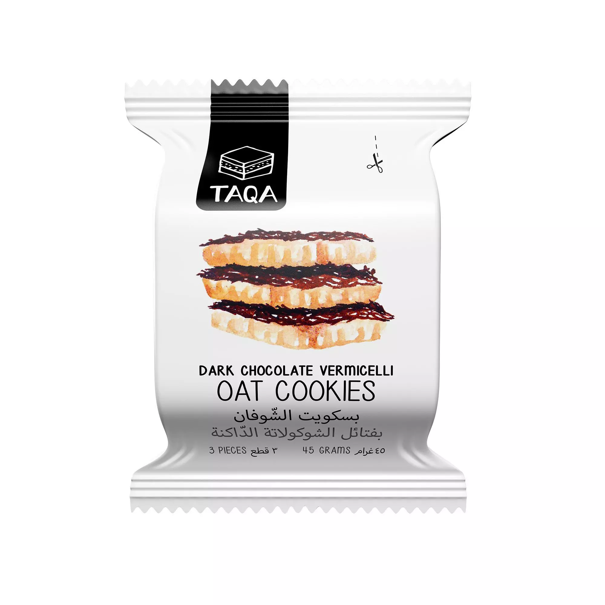 TAQA BAR VEGAN DARK CHOCOLATE VERMICELLI OAT COOKIES PACK 40G