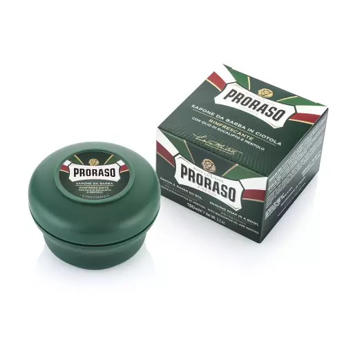 Proraso Shaving Soap in a Green Bowl